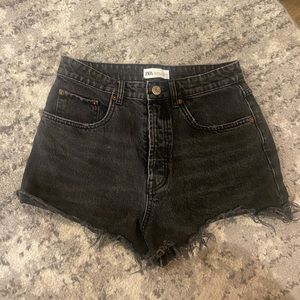 Zara Black High Rise Cutoff Shorts